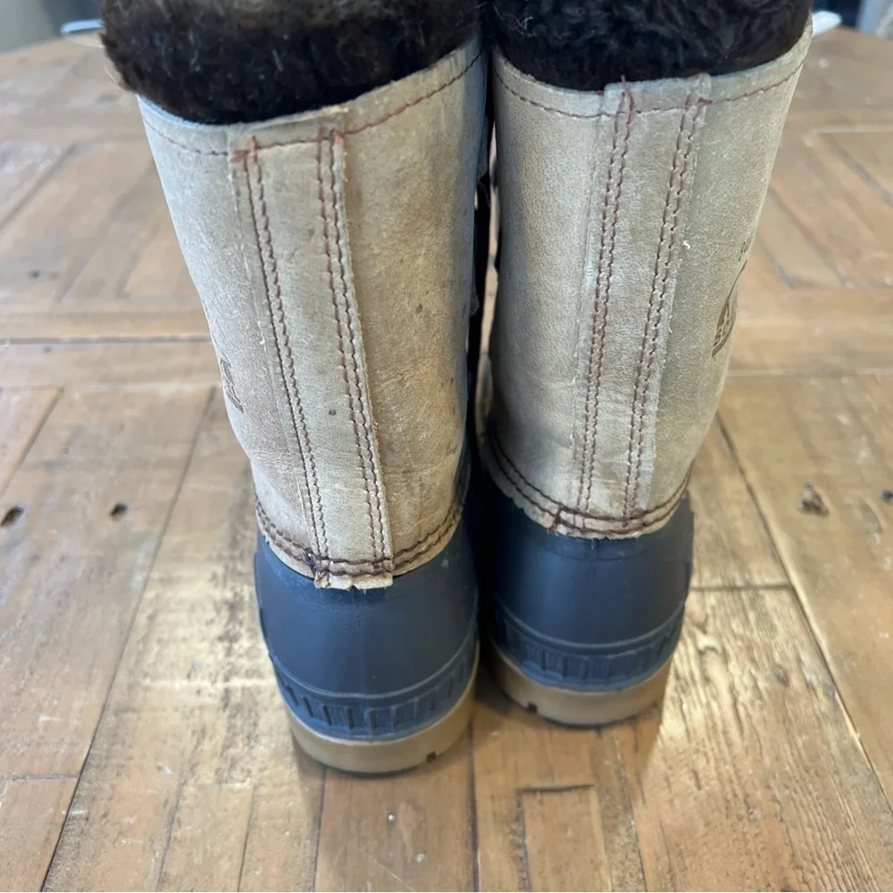 Sorel Badger Waterproof Winter Boots Women’s 6  Faux Fur Leather Rubber USA Made